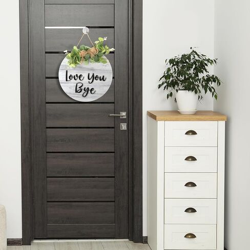 Love You Bye علامة للباب الأمامي 11.8 بوصة Rustic Round Wood Worte Farmhouse Door Door Signs for Home Corridor Wall Porch Decoration جميع المواسم التي تعبر عن الحب والدفء (الأسود) in Kuwait