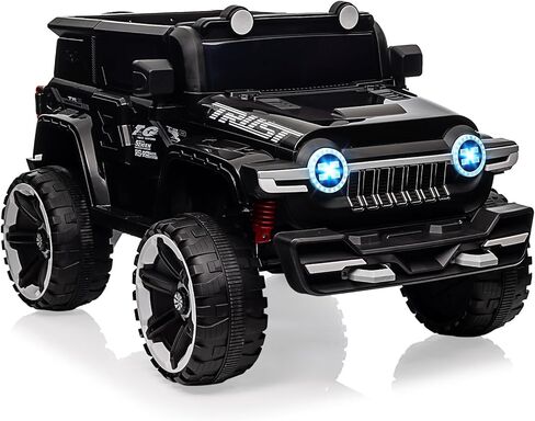 شاحنة كهربائية للأطفال مع جهاز تحكم عن بعد، سيارة للطرق الوعرة ذات دفع رباعي بمقعدين، ألعاب ركوب تعمل ببطارية 12 فولت مع إطار احتياطي للديكور، محرك مزدوج 25 وات، نظام تعليق زنبركي، أبيض in Kuwait