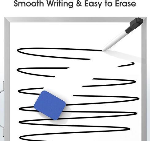 MaxGear Dry Erase Board for Wall, 16"x12" Hanging Whiteboard, Double Sided Small White Board with Handle, Silver Aluminum Alloy Frame Vertical Whiteboard for Students - Planning, Drawing, Memo in Kuwait