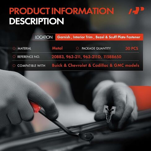 A-premium 30pcs أدوات التسكع المعدنية المتوافقة مع شيفروليه سيلفرادو ، الاعتدال ، ماليبو ، ترافيرس ، إمبالا ، تاهو ، ضواحي و GMC Acadia و Buick incave ، Lacrosse & Cadillac SRX ، Escalade in Saudi Arabia