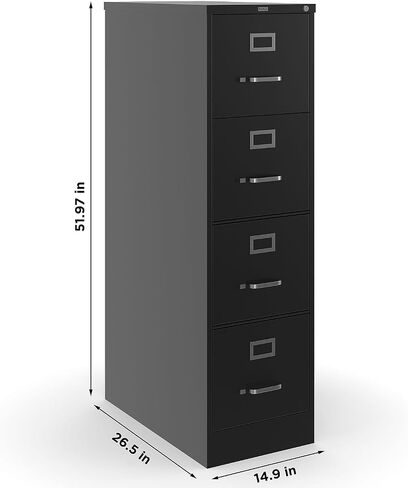 STAPLES 4-Drawer Vertical File Cabinet, Letter Size Documents, Lockable, 26.5" D x 14.9" W x 51.97" H, Light Gray in Saudi Arabia