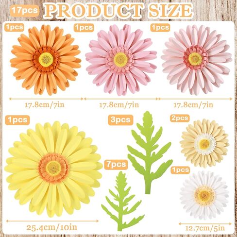 PATTEPOINT 11PCS Paper Flowers Decorations for Wall,Spring Artificial Sunflowers Bulletin Board Decoration 3D Paper Flowers Hanging for Party Wedding Baby Shower Tea Party Backdrop Decor in Kuwait