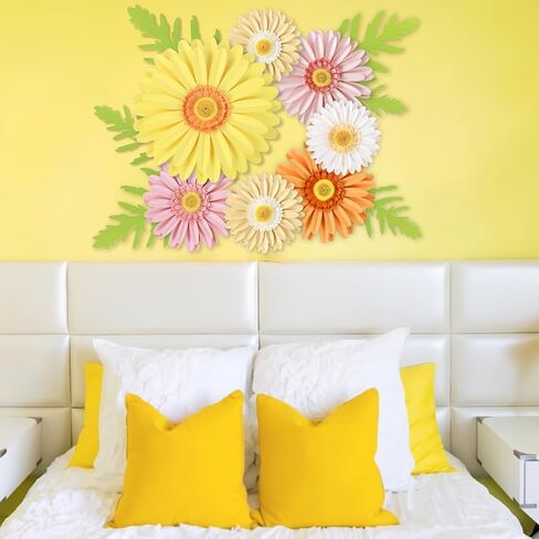 PATTEPOINT 11PCS Paper Flowers Decorations for Wall,Spring Artificial Sunflowers Bulletin Board Decoration 3D Paper Flowers Hanging for Party Wedding Baby Shower Tea Party Backdrop Decor in Kuwait