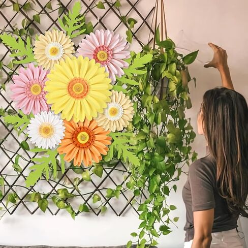 PATTEPOINT 11PCS Paper Flowers Decorations for Wall,Spring Artificial Sunflowers Bulletin Board Decoration 3D Paper Flowers Hanging for Party Wedding Baby Shower Tea Party Backdrop Decor in Kuwait