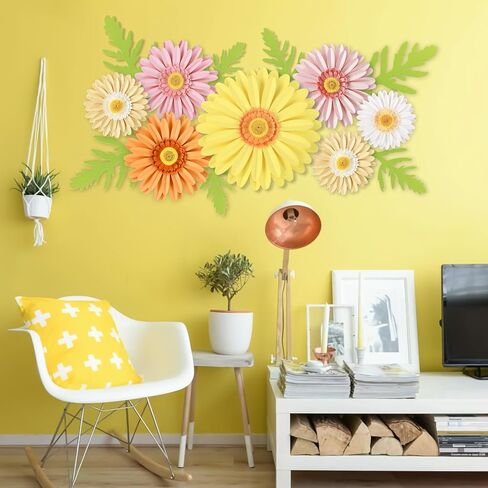 PATTEPOINT 11PCS Paper Flowers Decorations for Wall,Spring Artificial Sunflowers Bulletin Board Decoration 3D Paper Flowers Hanging for Party Wedding Baby Shower Tea Party Backdrop Decor in Kuwait