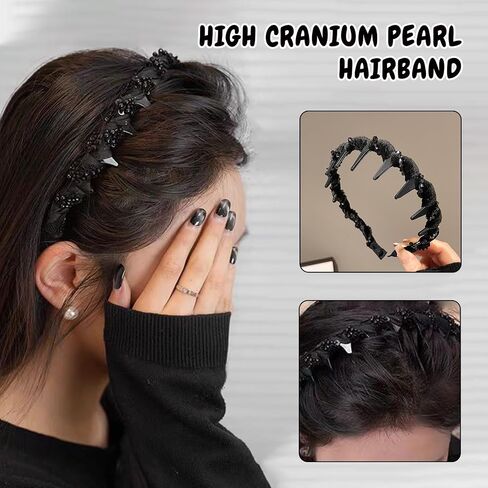 عتيقة شعر لؤلؤة الاصطناعية العتيقة ، عصابات الشعر لشعر المرأة ، حزب الزفاف Hairband (1pcs-black ، مقاس واحد) in Saudi Arabia