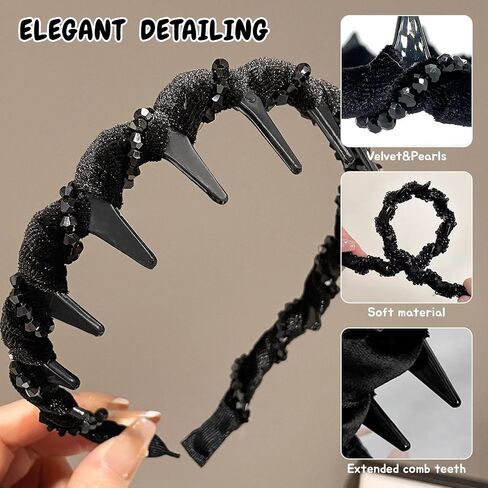 عتيقة شعر لؤلؤة الاصطناعية العتيقة ، عصابات الشعر لشعر المرأة ، حزب الزفاف Hairband (1pcs-black ، مقاس واحد) in Saudi Arabia