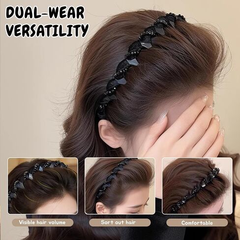 عتيقة شعر لؤلؤة الاصطناعية العتيقة ، عصابات الشعر لشعر المرأة ، حزب الزفاف Hairband (1pcs-black ، مقاس واحد) in Saudi Arabia