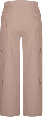 ABABC Cargo Pants Women Casual Wide Leg Cargo Pants Elastic High Waisted Button Down Workout Pant with Pockets in Saudi Arabia
