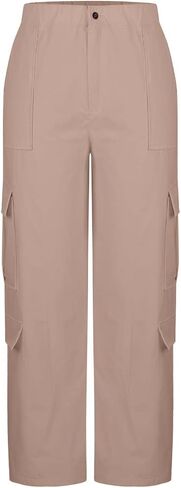 ABABC Cargo Pants Women Casual Wide Leg Cargo Pants Elastic High Waisted Button Down Workout Pant with Pockets in Saudi Arabia