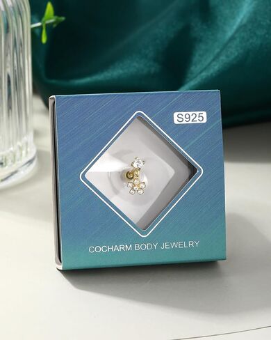 COCHARM 14K Gold Plated Cartilage Earrings Stud 16G Dangle Star 925 Sterling Silver Helix Tragus Earrings Surgical Steel Flat Back Earrings Dangly in Saudi Arabia