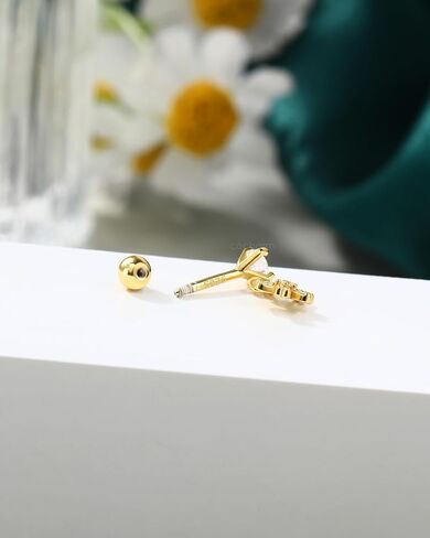 COCHARM 14K Gold Plated Cartilage Earrings Stud 16G Dangle Star 925 Sterling Silver Helix Tragus Earrings Surgical Steel Flat Back Earrings Dangly in Saudi Arabia