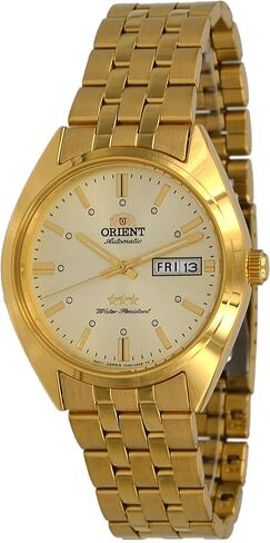Orient RA-AB0E04G Men's 3 Star Gold Tone Stainless Steel Gold Dial Day Date Automatic Watch in Saudi Arabia