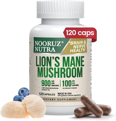 كبسولة ماني الأسد العضوي: 10: 1 تركيز يساوي 10000 ملغ من الفطر ، معززة مع التوت من أجل الحيوية ، والوضوح العقلي ، والتركيز-60 كبسولات مصنع (بدون أقراص/مسحوق) in Kuwait