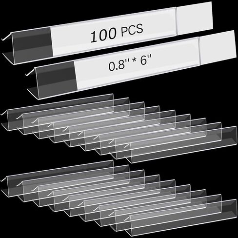 Teling Shelf Label Holder, Clear Plastic 0.875'' x 6'' Shelves Clip Wood Metal Tags Ticket Sign Label Holders for .75'' Thick Shelves Includes Matched Blank Inserts Offices Libraries(15 Pieces) in Saudi Arabia