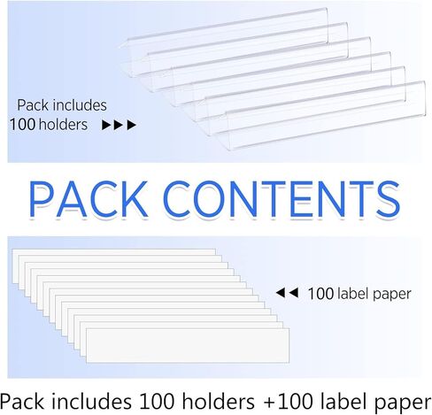Teling Shelf Label Holder, Clear Plastic 0.875'' x 6'' Shelves Clip Wood Metal Tags Ticket Sign Label Holders for .75'' Thick Shelves Includes Matched Blank Inserts Offices Libraries(15 Pieces) in Saudi Arabia
