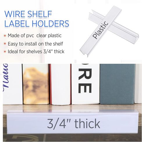 Teling Shelf Label Holder, Clear Plastic 0.875'' x 6'' Shelves Clip Wood Metal Tags Ticket Sign Label Holders for .75'' Thick Shelves Includes Matched Blank Inserts Offices Libraries(15 Pieces) in Saudi Arabia