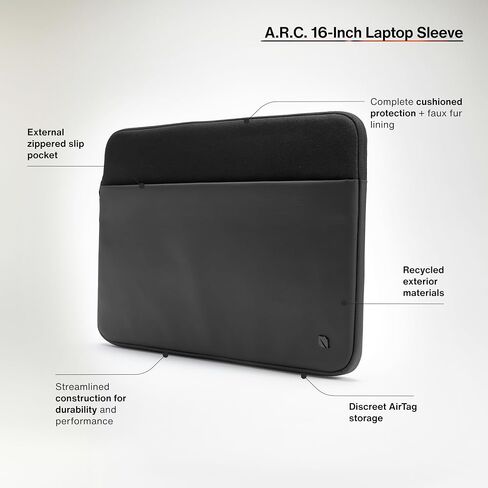 incase A.R.C. غلاف مع polyester 100 ٪ معاد تدويره - 15 "و 16" Macbook/Labad & iPad/جهاز الكمبيوتر اللوحي - بطانة فرو فو ، سحاب خارجي - in Kuwait