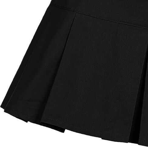 AULKEEP Womens College Style Mini Belt Skirts Swing A-Line Pleated Skirt Vintage Ruffle Short Brown Skirts in Saudi Arabia