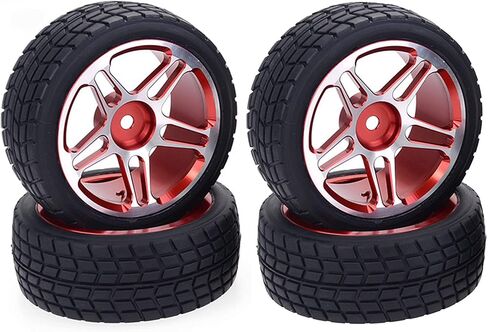 1/10 Scale 65mm Metal Wheels & Rubber Tires for 1:10 HSP HPI Redcat Himoto Kyosho Sakura RC On-Road Racing Touring Car Upgrade Parts (Blue) in Kuwait