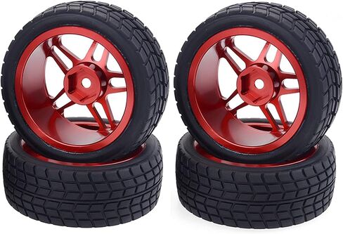 1/10 Scale 65mm Metal Wheels & Rubber Tires for 1:10 HSP HPI Redcat Himoto Kyosho Sakura RC On-Road Racing Touring Car Upgrade Parts (Blue) in Kuwait