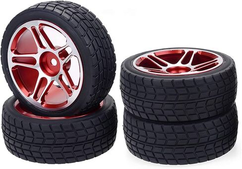 1/10 Scale 65mm Metal Wheels & Rubber Tires for 1:10 HSP HPI Redcat Himoto Kyosho Sakura RC On-Road Racing Touring Car Upgrade Parts (Blue) in Kuwait