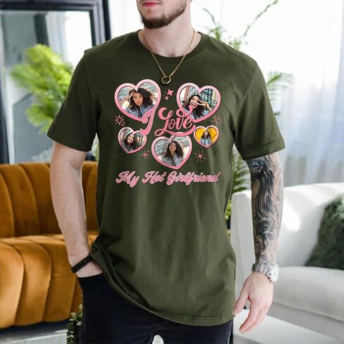 I Heart Shirt with Custom Text, Photo I Heart Custom Shirt Custom Girlfriend Boyfriend Shirt Gift for Women Men Couple in Saudi Arabia