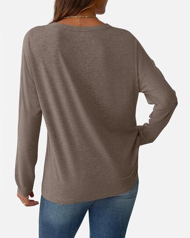 قمصان طويلة الأكمام للنساء طاقم الرقبة قمم أساسية غير رسمية سقوط سقوط الملابس 2025 in Kuwait