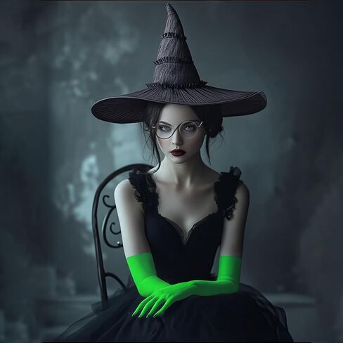 لطيف الساحرة قبعة cosplay النظارات Elphaba القفازات الأخضر أساور الهالوين أزياء البالغين النساء الفتاة إكسسوارات الملحقات الأدوار. in Saudi Arabia