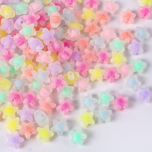 100pcs حبات النجوم الشفافة للأساور ، حبات المهر الجمالية الصغيرة الفريدة من نوعها من أجل صنع المجوهرات مع الثقوب ، حبات سوار DIY للحرف اليدوية in Kuwait