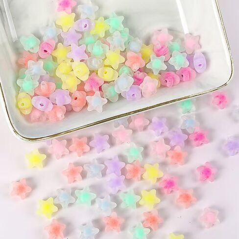 100pcs حبات النجوم الشفافة للأساور ، حبات المهر الجمالية الصغيرة الفريدة من نوعها من أجل صنع المجوهرات مع الثقوب ، حبات سوار DIY للحرف اليدوية in Kuwait