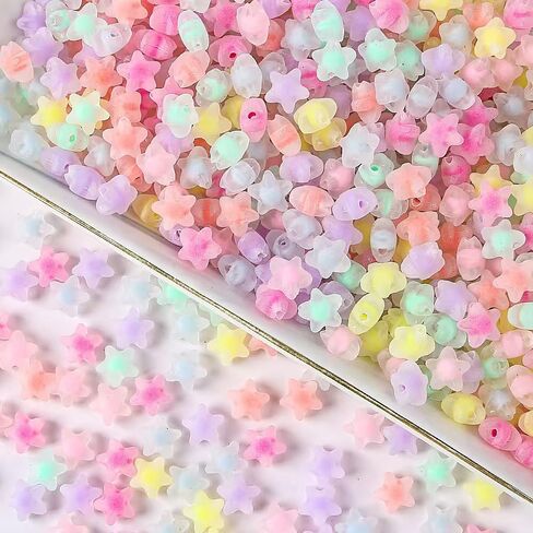 100pcs حبات النجوم الشفافة للأساور ، حبات المهر الجمالية الصغيرة الفريدة من نوعها من أجل صنع المجوهرات مع الثقوب ، حبات سوار DIY للحرف اليدوية in Kuwait