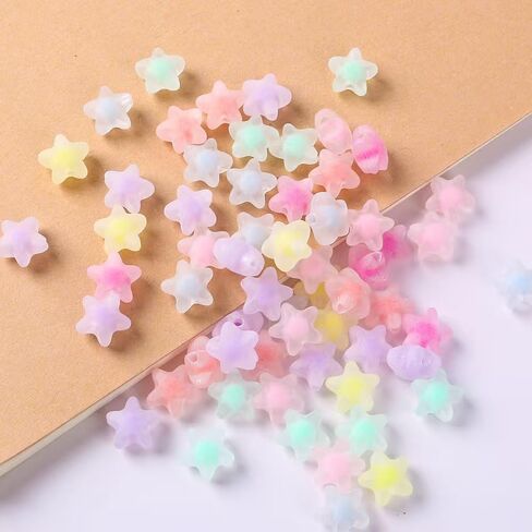 100pcs حبات النجوم الشفافة للأساور ، حبات المهر الجمالية الصغيرة الفريدة من نوعها من أجل صنع المجوهرات مع الثقوب ، حبات سوار DIY للحرف اليدوية in Kuwait