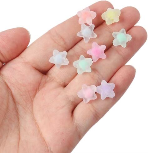 100pcs حبات النجوم الشفافة للأساور ، حبات المهر الجمالية الصغيرة الفريدة من نوعها من أجل صنع المجوهرات مع الثقوب ، حبات سوار DIY للحرف اليدوية in Kuwait