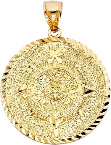 14K Yellow Gold Calendario Azteca Pendant in Kuwait