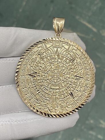 14K Yellow Gold Calendario Azteca Pendant in Kuwait