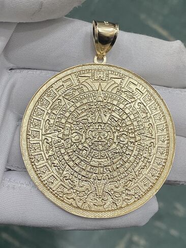 14K Yellow Gold Calendario Azteca Pendant in Kuwait