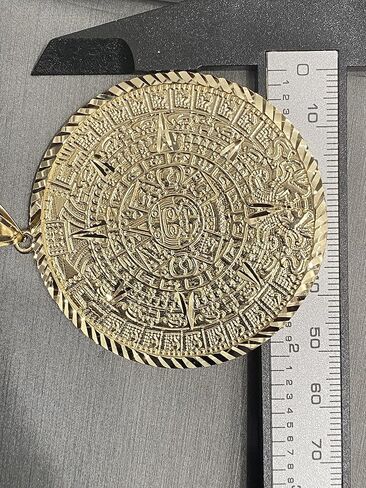 14K Yellow Gold Calendario Azteca Pendant in Kuwait