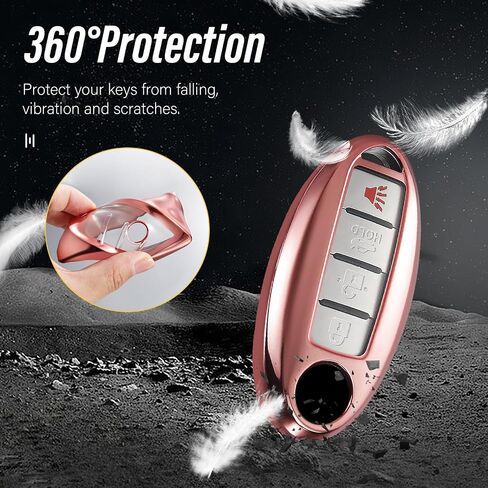 for Nissan Key Fob Cover, Stylish Soft TPU Key Case for Altima Sentra Maxima Rogue Armada Key Shell Series Keyless Entry Smart Car(Red, A) in Saudi Arabia