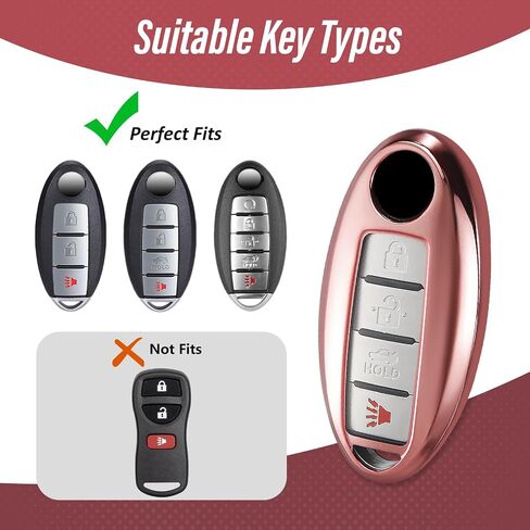 for Nissan Key Fob Cover, Stylish Soft TPU Key Case for Altima Sentra Maxima Rogue Armada Key Shell Series Keyless Entry Smart Car(Red, A) in Saudi Arabia