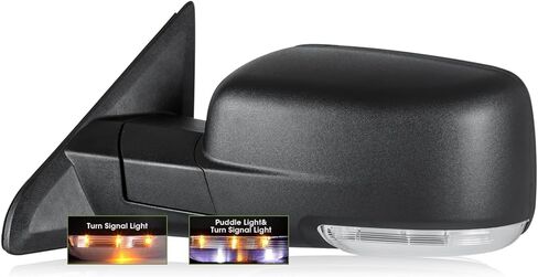 Driver Side Mirror for 2009-2018 Ram 1500 2010-2018 Ram 2500 3500 2019-2024 1500 Classic Ram Tow Mirror Power Heated Turn Signal Puddle Light Manual Folding-Left (Textured Black) in Kuwait