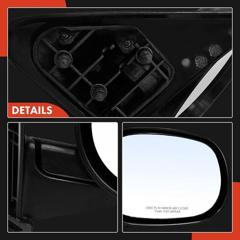 A-Premium Passenger Side Manual Door Mirror - Compatible with Dodge Ram 1500 1998-2001, Ram 2500 3500 1998-2002 - Non-Heated Manual Folding Textured Blac Outside Rear View Mirror - Replace# 55076478AB in Saudi Arabia