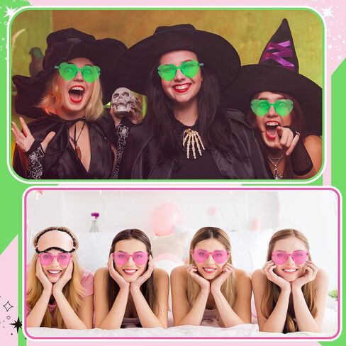 Flutesan 24 أزواج Witch Party Heart Sunglasses Props لصالح النظارات الشمسية الوردي والأخضر مع شكر هدية بطاقة لصالح حفل عيد الميلاد إكسسوارات الزي in Saudi Arabia