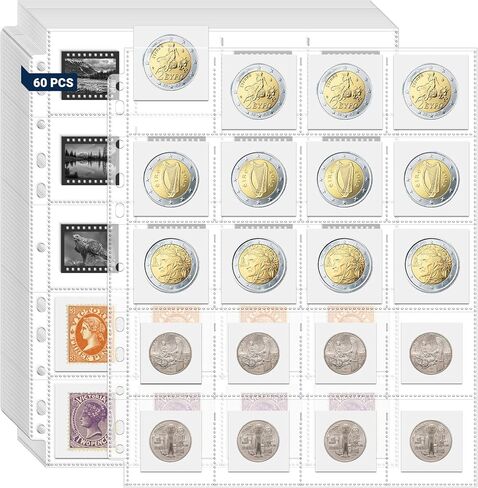 90 جيوبًا من أحواض العملة الحرة ، فواتير الفاتورة غير العصي وغير الوهج لجمع النقود أو الأوراق النقدية أو القسائم ، تناسب 3 ألبوم عملة رنين ، 30 حزمة in Kuwait