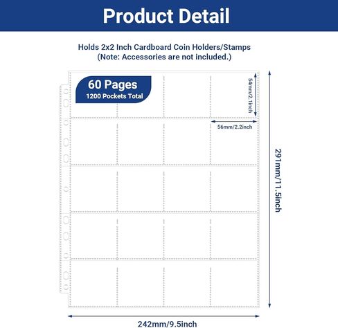 90 جيوبًا من أحواض العملة الحرة ، فواتير الفاتورة غير العصي وغير الوهج لجمع النقود أو الأوراق النقدية أو القسائم ، تناسب 3 ألبوم عملة رنين ، 30 حزمة in Kuwait