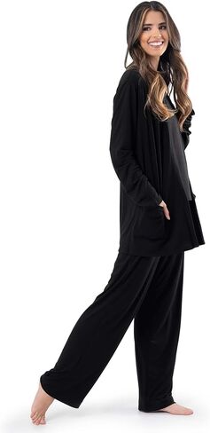 Fruit of the Loom womens Breathable Tank Top, Pant, and Cardigan Sleep Set in Saudi Arabia