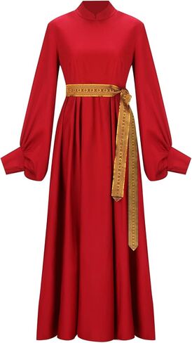 نساء الزفاف الحمراء اللباس فستان خمر زي ملكة القرون الوسطى الساحرة رداء الحفلات عيد الهالوين in Kuwait