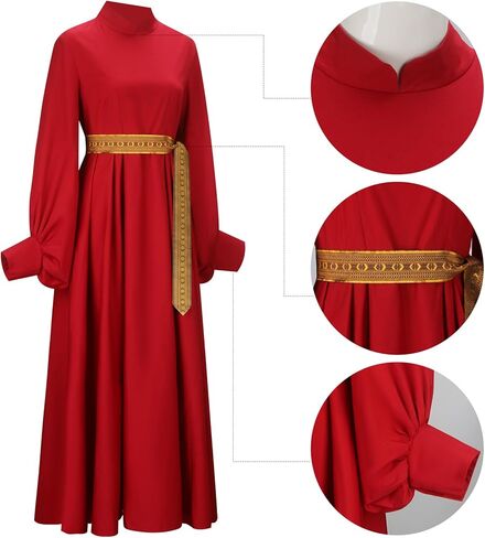 نساء الزفاف الحمراء اللباس فستان خمر زي ملكة القرون الوسطى الساحرة رداء الحفلات عيد الهالوين in Kuwait