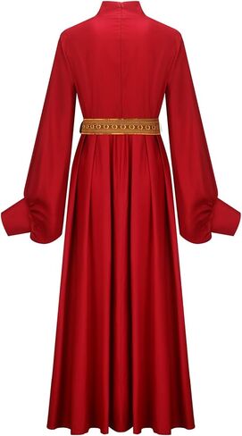 نساء الزفاف الحمراء اللباس فستان خمر زي ملكة القرون الوسطى الساحرة رداء الحفلات عيد الهالوين in Kuwait