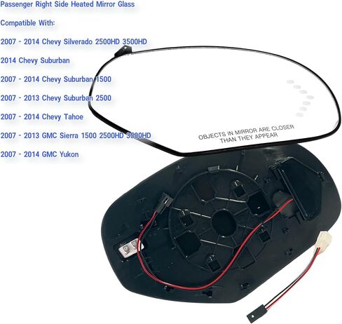 Right Passenger Side Heated Mirror Glass Compatible With 2007-2014 Chevy Silverado, Avalanche, GMC Yukon, Cadillac Escalade, GMC Sierra, With Turn Signal/Backing Plate in Saudi Arabia